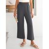 imageANRABESS Womens Wide Leg Palazzo Pants Summer Beach High Waisted Cropped Flowy Pants 2026 Work Casual Trousers with PocketsDark Gray