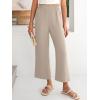 imageANRABESS Womens Wide Leg Palazzo Pants Summer Beach High Waisted Cropped Flowy Pants 2026 Work Casual Trousers with PocketsParchment