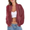 imageANRABESS Women Jackets Sweaters Long Sleeve Open Front Loose Lightweight Knit Cropped Cardigan 2025 Fall Trendy CoatsRed