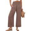 imageANRABESS Womens Pants Wide Leg High Waisted Palazzo Pants Summer Flowy Beach Lounge Casual Trousers with PocketsCoffee Brown