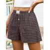 imageANRABESS Boxer Shorts for Women Gingham Pajama 2025 Summer Casual Lounge Sleep Plaid Shorts Y2K Beach BottomsDeep Blue Khaki Plaid