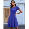 imageANRABESS Women Summer Short Sleeve Ribbed Knit Fit ampamp Flare ALine Flowy Business Casual Work Basic Mini Dress with PocketsBlue