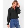 imageANRABESS Blouse for Women Dressy Casual Puff Long Sleeve Shirts V Neck Satin Business Casual Work Tops 2025 Fall OutfitsBlack