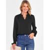 imageANRABESS Blouse for Women Dressy Casual Puff Long Sleeve Shirts V Neck Satin Business Casual Work Tops 2025 Fall OutfitsBlack