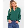 imageANRABESS Blouse for Women Dressy Casual Puff Long Sleeve Shirts V Neck Satin Business Casual Work Tops 2025 Fall OutfitsForest Green