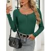 imageANRABESS Long Sleeve Henley Shirts for Women Thermal Fleece Tops Knit Fitted Basic TShirts 2025 Fall Winter Warm UndershirtsForest Green
