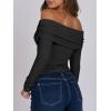 imageANRABESS Long Sleeve Shirt for Women 2025 Fall Off Shoulder Slim Fit Tee Top Sexy Going Out Ruched Blouses Y2K Trendy ClothesBlack