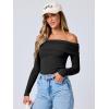 imageANRABESS Long Sleeve Shirt for Women 2025 Fall Off Shoulder Slim Fit Tee Top Sexy Going Out Ruched Blouses Y2K Trendy ClothesBlack
