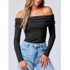 imageANRABESS Long Sleeve Shirt for Women 2025 Fall Off Shoulder Slim Fit Tee Top Sexy Going Out Ruched Blouses Y2K Trendy ClothesBlack