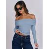 imageANRABESS Long Sleeve Shirt for Women 2025 Fall Off Shoulder Slim Fit Tee Top Sexy Going Out Ruched Blouses Y2K Trendy ClothesGrey Blue