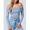 imageANRABESS Long Sleeve Shirt for Women 2025 Fall Off Shoulder Slim Fit Tee Top Sexy Going Out Ruched Blouses Y2K Trendy ClothesGrey Blue