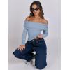 imageANRABESS Long Sleeve Shirt for Women 2025 Fall Off Shoulder Slim Fit Tee Top Sexy Going Out Ruched Blouses Y2K Trendy ClothesGrey Blue