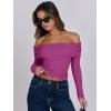 imageANRABESS Long Sleeve Shirt for Women 2025 Fall Off Shoulder Slim Fit Tee Top Sexy Going Out Ruched Blouses Y2K Trendy ClothesHot Pink