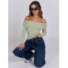 imageANRABESS Long Sleeve Shirt for Women 2025 Fall Off Shoulder Slim Fit Tee Top Sexy Going Out Ruched Blouses Y2K Trendy ClothesLight Green
