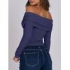 imageANRABESS Long Sleeve Shirt for Women 2025 Fall Off Shoulder Slim Fit Tee Top Sexy Going Out Ruched Blouses Y2K Trendy ClothesNavy Blue