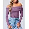 imageANRABESS Long Sleeve Shirt for Women 2025 Fall Off Shoulder Slim Fit Tee Top Sexy Going Out Ruched Blouses Y2K Trendy ClothesPurple