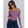 imageANRABESS Long Sleeve Shirt for Women 2025 Fall Off Shoulder Slim Fit Tee Top Sexy Going Out Ruched Blouses Y2K Trendy ClothesPurple