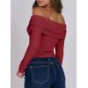 imageANRABESS Long Sleeve Shirt for Women 2025 Fall Off Shoulder Slim Fit Tee Top Sexy Going Out Ruched Blouses Y2K Trendy ClothesRed