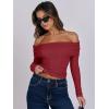 imageANRABESS Long Sleeve Shirt for Women 2025 Fall Off Shoulder Slim Fit Tee Top Sexy Going Out Ruched Blouses Y2K Trendy ClothesRed