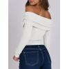 imageANRABESS Long Sleeve Shirt for Women 2025 Fall Off Shoulder Slim Fit Tee Top Sexy Going Out Ruched Blouses Y2K Trendy ClothesWhite