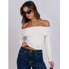 imageANRABESS Long Sleeve Shirt for Women 2025 Fall Off Shoulder Slim Fit Tee Top Sexy Going Out Ruched Blouses Y2K Trendy ClothesWhite