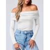 imageANRABESS Long Sleeve Shirt for Women 2025 Fall Off Shoulder Slim Fit Tee Top Sexy Going Out Ruched Blouses Y2K Trendy ClothesWhite