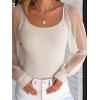 imageANRABESS Women Mesh Long Sleeve Shirts Dressy Casual Blouses Square Neck Ribbed Slim Tops Going Out Date Night Fall OutfitsBeige