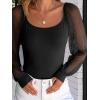 imageANRABESS Women Mesh Long Sleeve Shirts Dressy Casual Blouses Square Neck Ribbed Slim Tops Going Out Date Night Fall OutfitsBlack