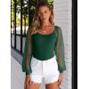 imageANRABESS Women Mesh Long Sleeve Shirts Dressy Casual Blouses Square Neck Ribbed Slim Tops Going Out Date Night Fall OutfitsDark Green