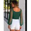 imageANRABESS Women Mesh Long Sleeve Shirts Dressy Casual Blouses Square Neck Ribbed Slim Tops Going Out Date Night Fall OutfitsDark Green