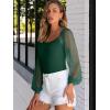 imageANRABESS Women Mesh Long Sleeve Shirts Dressy Casual Blouses Square Neck Ribbed Slim Tops Going Out Date Night Fall OutfitsDark Green