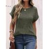 imageANRABESS Women Shirts Summer Sweaters Regular Fit Short Sleeve Tunic Tops 2025 Dressy Casual Business BlousesDeep Green