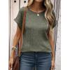 imageANRABESS Women Shirts Summer Sweaters Regular Fit Short Sleeve Tunic Tops 2025 Dressy Casual Business BlousesDeep Green