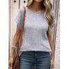 imageANRABESS Women Shirts Summer Sweaters Regular Fit Short Sleeve Tunic Tops 2025 Dressy Casual Business BlousesGrey