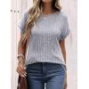 imageANRABESS Women Shirts Summer Sweaters Regular Fit Short Sleeve Tunic Tops 2025 Dressy Casual Business BlousesGrey
