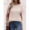 imageANRABESS Women Shirts Summer Sweaters Regular Fit Short Sleeve Tunic Tops 2025 Dressy Casual Business BlousesLight Khaki