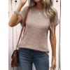 imageANRABESS Women Shirts Summer Sweaters Regular Fit Short Sleeve Tunic Tops 2025 Dressy Casual Business BlousesTan