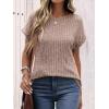 imageANRABESS Women Shirts Summer Sweaters Regular Fit Short Sleeve Tunic Tops 2025 Dressy Casual Business BlousesTan