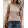 imageANRABESS Women Shirts Summer Sweaters Regular Fit Short Sleeve Tunic Tops 2025 Dressy Casual Business BlousesTan