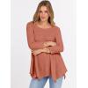 imageANRABESS Womens 34 Sleeve Flowy Tunic Tops Crew Neck Ribbed Loose Fit Side Slit Shirts Casual Blouses 2025 Fall ClothesBurnt Orange