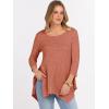 imageANRABESS Womens 34 Sleeve Flowy Tunic Tops Crew Neck Ribbed Loose Fit Side Slit Shirts Casual Blouses 2025 Fall ClothesBurnt Orange