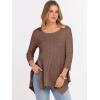 imageANRABESS Womens 34 Sleeve Flowy Tunic Tops Crew Neck Ribbed Loose Fit Side Slit Shirts Casual Blouses 2025 Fall ClothesDark Brown