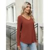 imageANRABESS Womens Long Sleeve Shirts Casual V Neck Basic Tee Tshirts Loose Fit Curved Hem Tunic Top 2025 Fall OutfitsBumt Orange