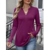 imageANRABESS Womens Long Sleeve Shirts V Neck Dressy Casual Blouse Lightweight Tunic Tops 2025 Fall Outfits Trendy ClothesDeep Purple
