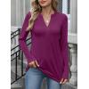 imageANRABESS Womens Long Sleeve Shirts V Neck Dressy Casual Blouse Lightweight Tunic Tops 2025 Fall Outfits Trendy ClothesDeep Purple