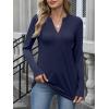 imageANRABESS Womens Long Sleeve Shirts V Neck Dressy Casual Blouse Lightweight Tunic Tops 2025 Fall Outfits Trendy ClothesNavy Blue
