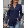 imageANRABESS Womens Long Sleeve Shirts V Neck Dressy Casual Blouse Lightweight Tunic Tops 2025 Fall Outfits Trendy ClothesNavy Blue