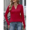 imageANRABESS Womens Long Sleeve Shirts V Neck Dressy Casual Blouse Lightweight Tunic Tops 2025 Fall Outfits Trendy ClothesRed