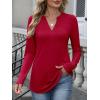 imageANRABESS Womens Long Sleeve Shirts V Neck Dressy Casual Blouse Lightweight Tunic Tops 2025 Fall Outfits Trendy ClothesRed