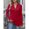 imageANRABESS Womens Long Sleeve Shirts V Neck Dressy Casual Blouse Lightweight Tunic Tops 2025 Fall Outfits Trendy ClothesRed
